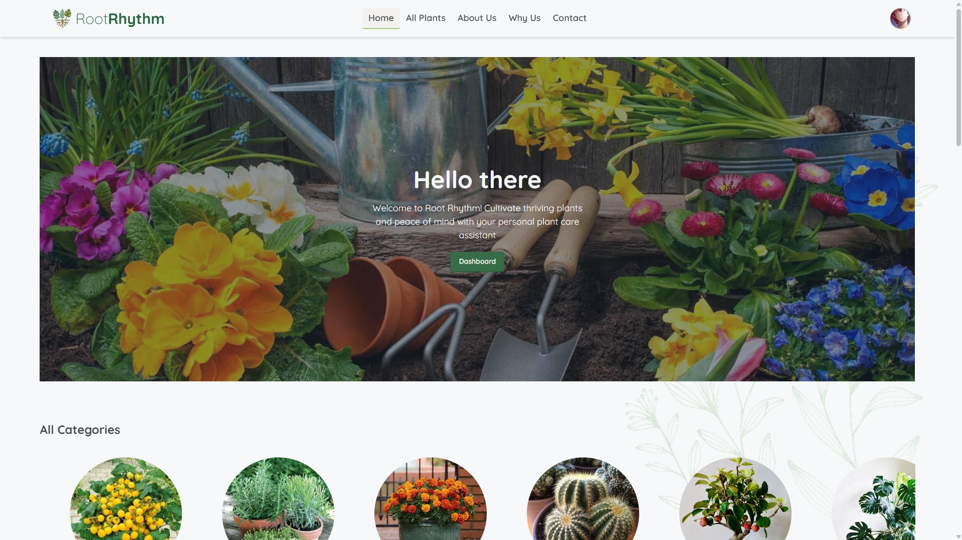 Root Rhythm (Full Stack Plant Care tracking Platform) interface preview
